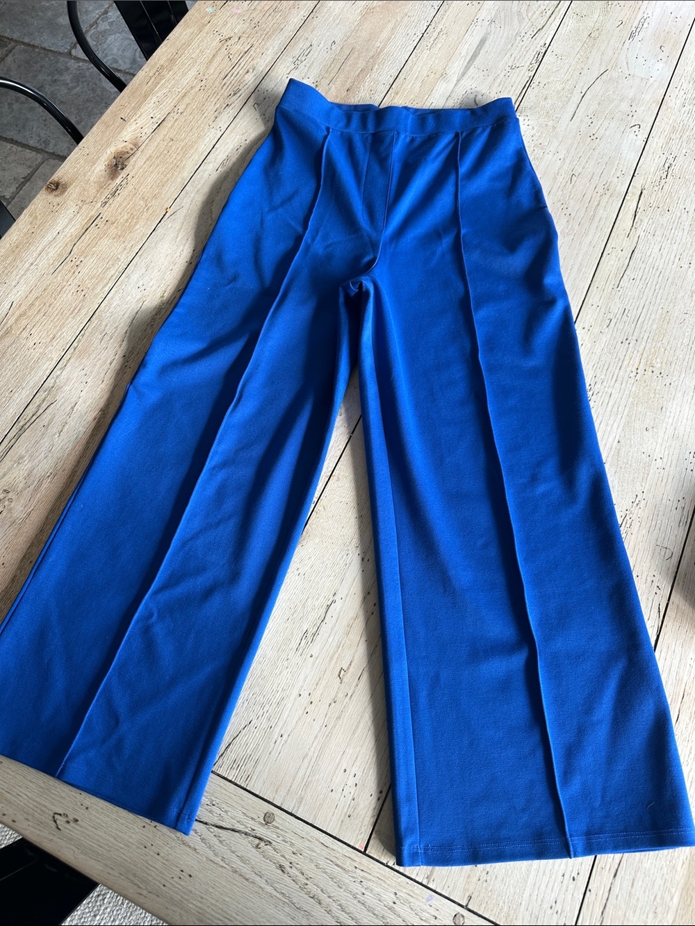 Women's High-Waist Cropped Wide-Leg Pants in Royal Blue